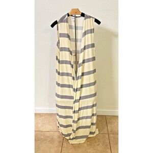 LuLaRoe JOY Striped Long Duster Cardigan Sleeveless Vest Boho Hippie Beach Vibes